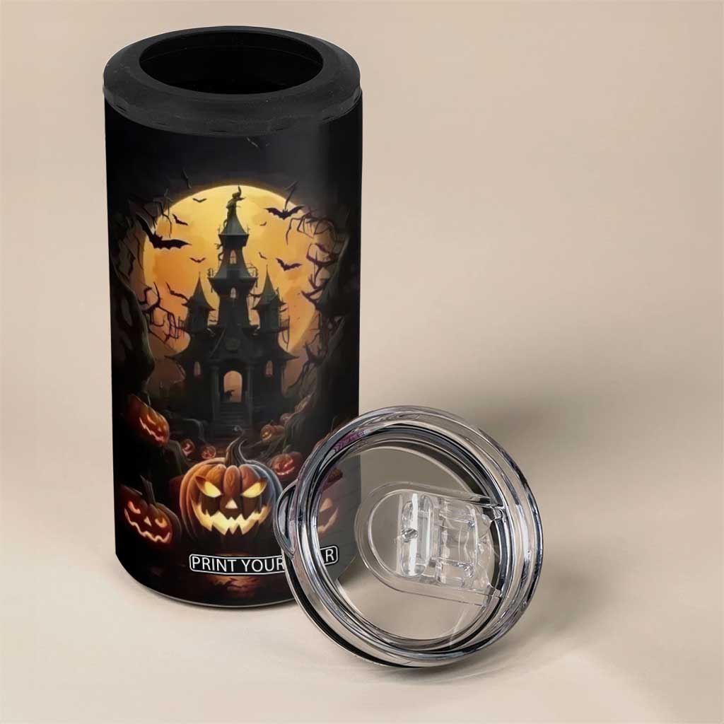 Personalized Halloween Pumpkin 4 in 1 Can Cooler Tumbler with Autumn Elements TS04 Print Your Wear