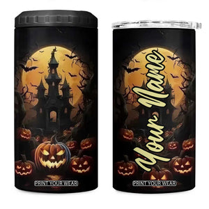 Personalized Halloween Pumpkin 4 in 1 Can Cooler Tumbler with Autumn Elements TS04 One Size: 16 oz Multicolor Print Your Wear