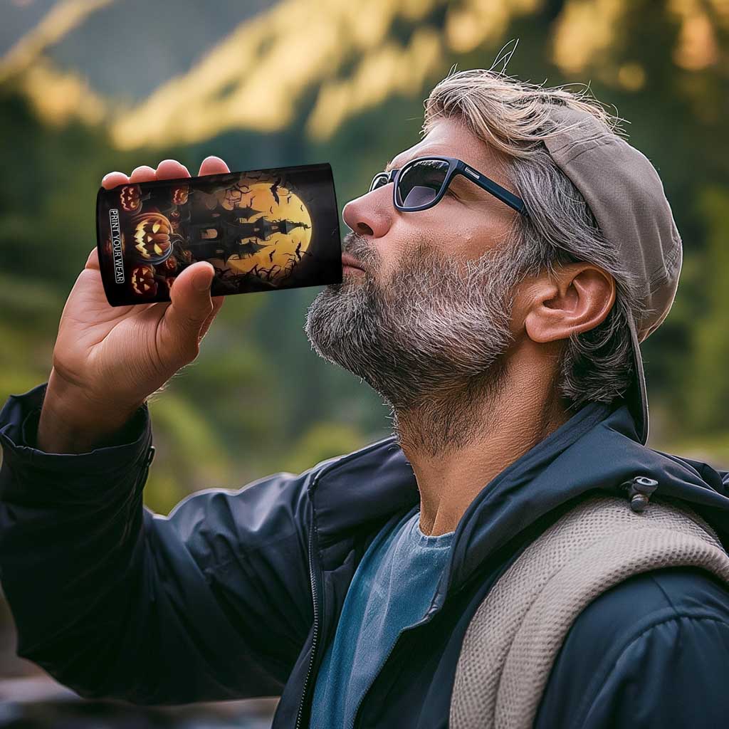 Personalized Halloween Pumpkin 4 in 1 Can Cooler Tumbler with Autumn Elements TS04 Print Your Wear