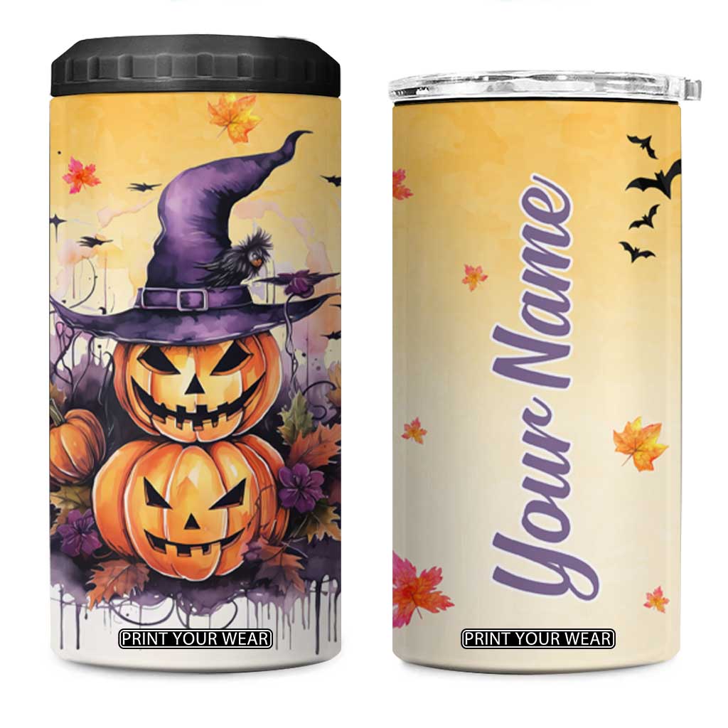 Personalized Halloween Pumpkin 4 in 1 Can Cooler Tumbler with Autumn Harvest Design TS04 One Size: 16 oz Multicolor Print Your Wear