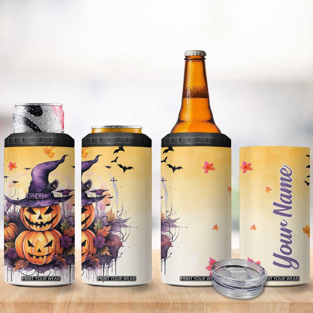 Personalized Halloween Pumpkin 4 in 1 Can Cooler Tumbler with Autumn Harvest Design TS04 Print Your Wear
