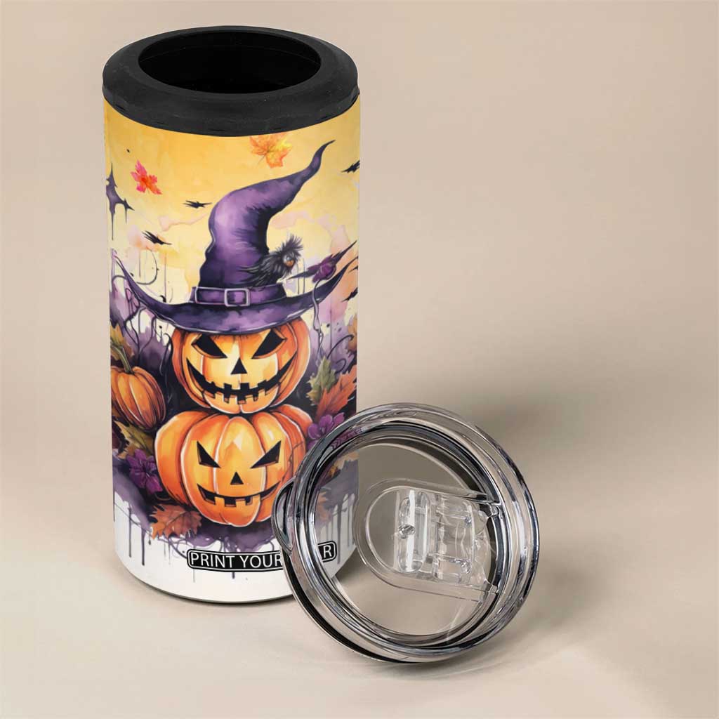 Personalized Halloween Pumpkin 4 in 1 Can Cooler Tumbler with Autumn Harvest Design TS04 Print Your Wear