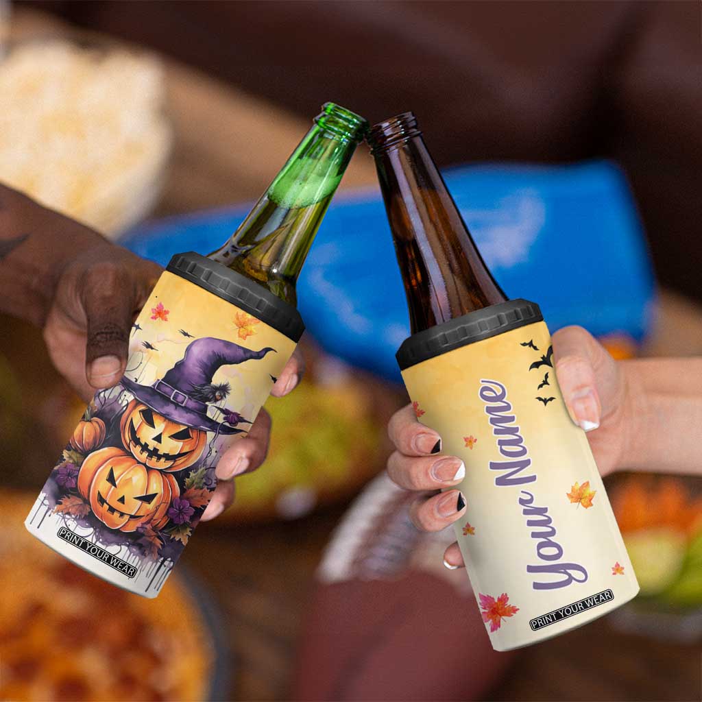 Personalized Halloween Pumpkin 4 in 1 Can Cooler Tumbler with Autumn Harvest Design TS04 Print Your Wear