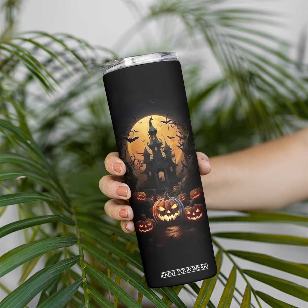 Personalized Halloween Pumpkin Skinny Tumbler with Autumn Elements TS04 Print Your Wear