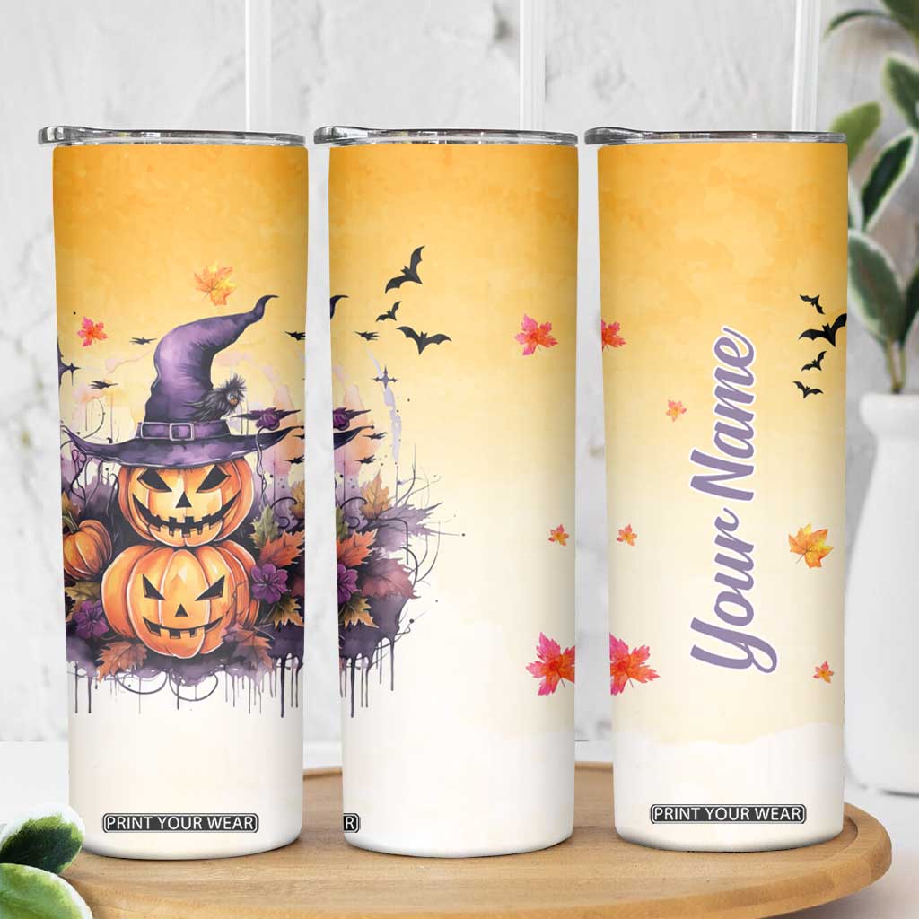 Personalized Halloween Pumpkin Skinny Tumbler with Autumn Harvest Design TS04 Print Your Wear