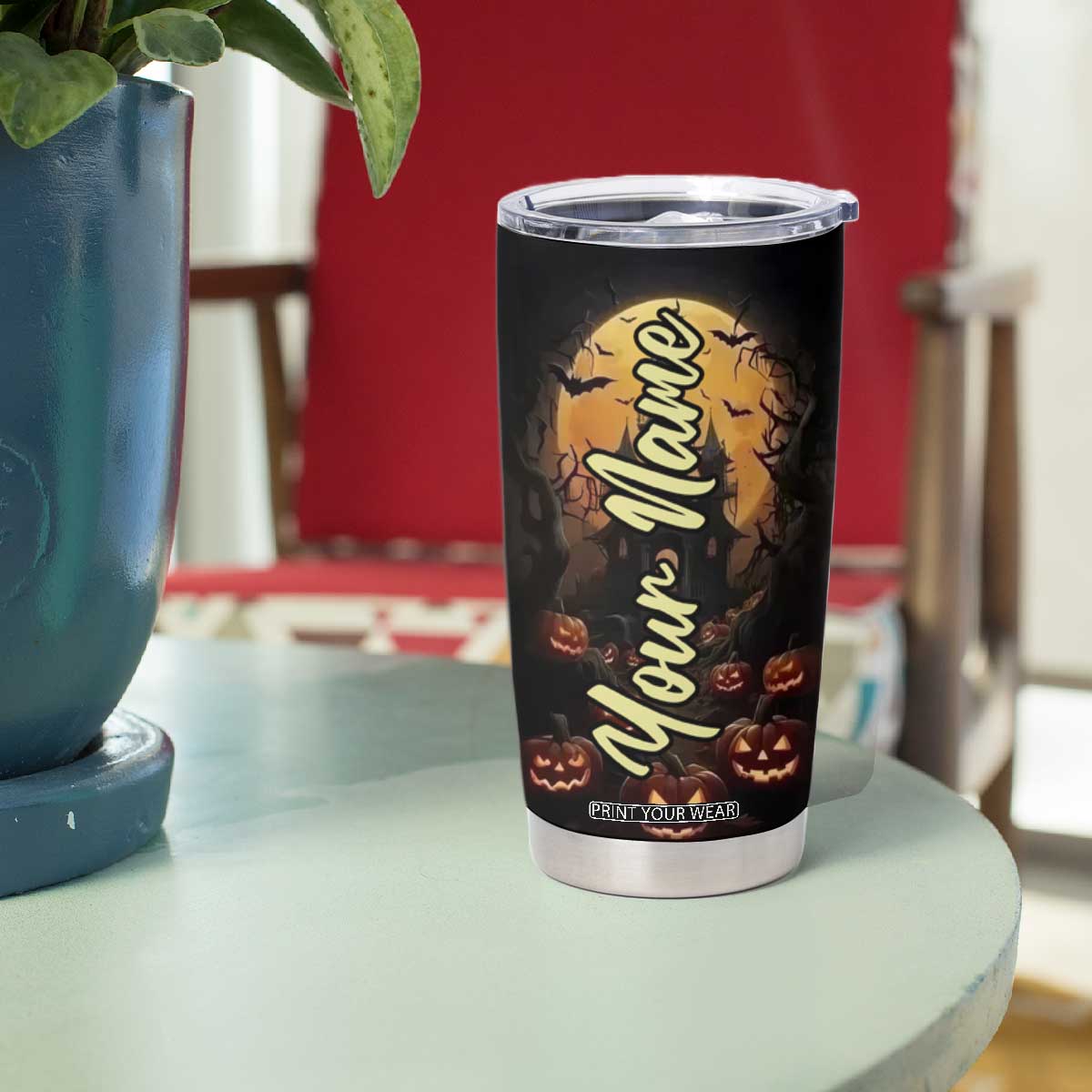 Personalized Halloween Pumpkin Tumbler Cup with Autumn Elements TS04 Print Your Wear