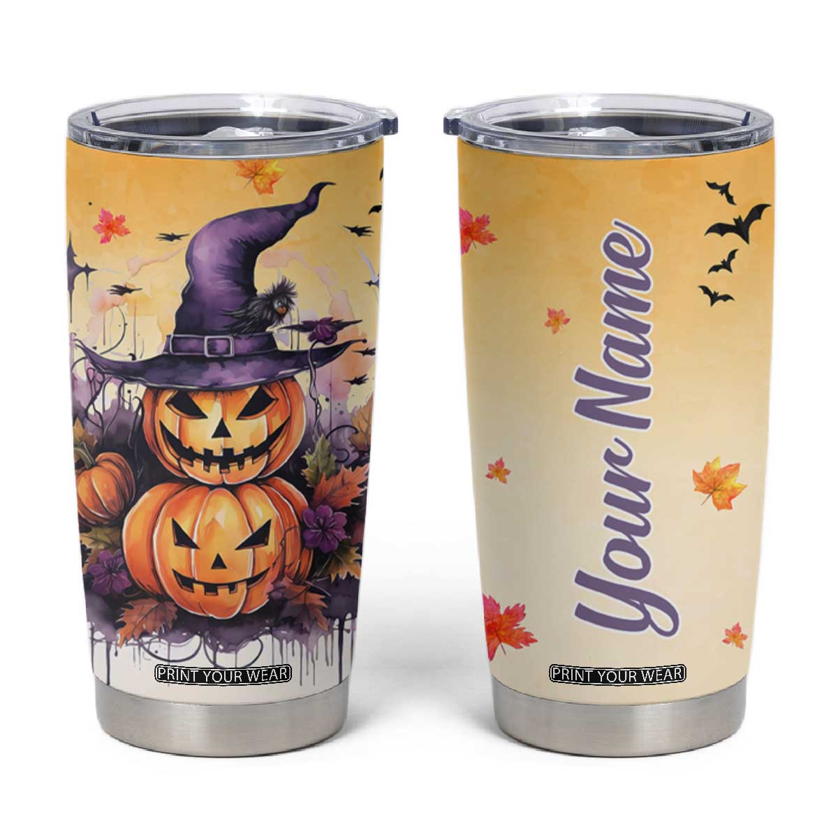 Personalized Halloween Pumpkin Tumbler Cup with Autumn Harvest Design TS04 Multicolor Print Your Wear