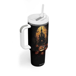 Personalized Halloween Pumpkin Tumbler With Handle with Autumn Elements TS04 Print Your Wear