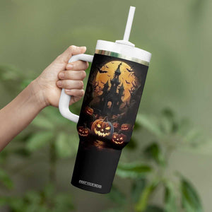 Personalized Halloween Pumpkin Tumbler With Handle with Autumn Elements TS04 Print Your Wear