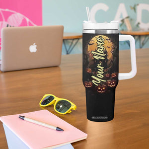 Personalized Halloween Pumpkin Tumbler With Handle with Autumn Elements TS04 Print Your Wear