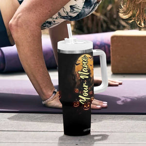 Personalized Halloween Pumpkin Tumbler With Handle with Autumn Elements TS04 Print Your Wear