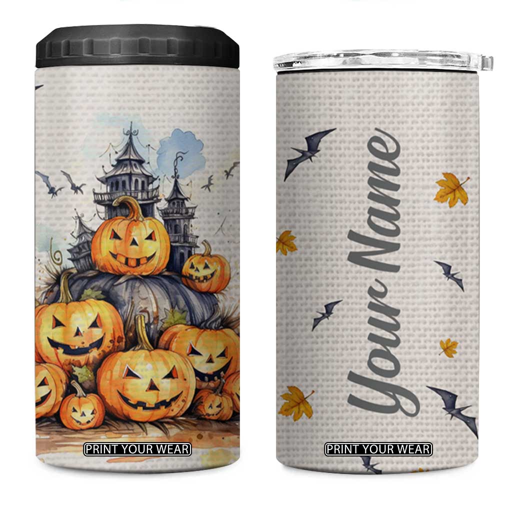 Personalized Halloween Theme 4 in 1 Can Cooler Tumbler with Autumn Vintage Illustration TS04 One Size: 16 oz Multicolor Print Your Wear