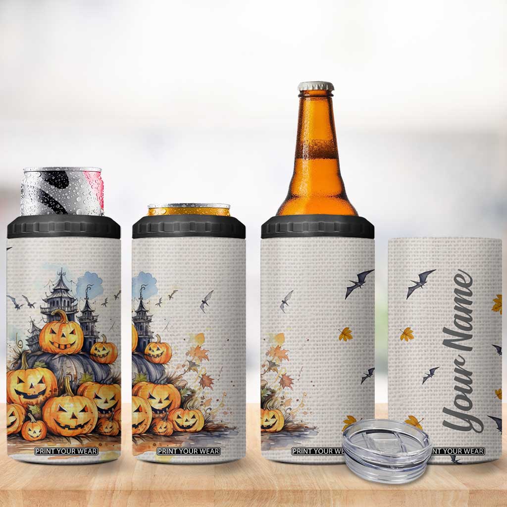 Personalized Halloween Theme 4 in 1 Can Cooler Tumbler with Autumn Vintage Illustration TS04 Print Your Wear
