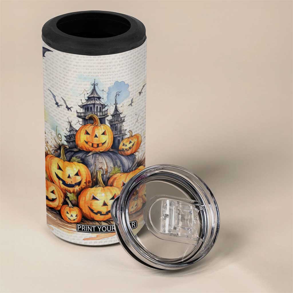 Personalized Halloween Theme 4 in 1 Can Cooler Tumbler with Autumn Vintage Illustration TS04 Print Your Wear