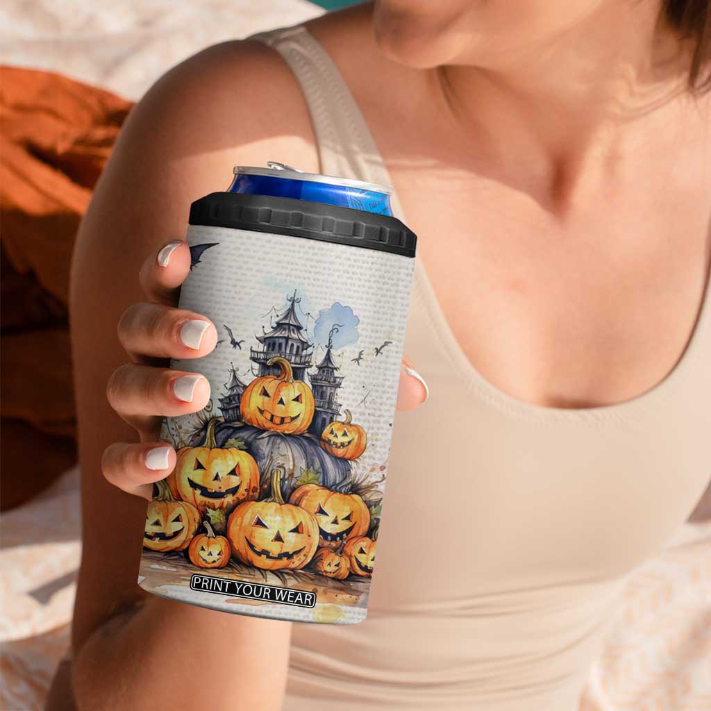 Personalized Halloween Theme 4 in 1 Can Cooler Tumbler with Autumn Vintage Illustration TS04 Print Your Wear