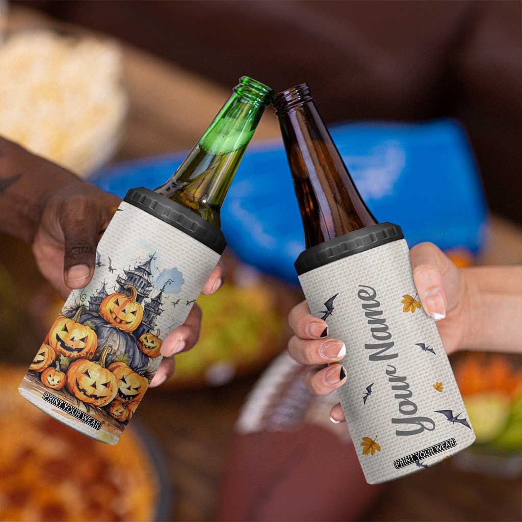 Personalized Halloween Theme 4 in 1 Can Cooler Tumbler with Autumn Vintage Illustration TS04 Print Your Wear