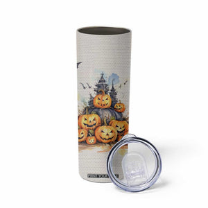 Personalized Halloween Theme Skinny Tumbler with Autumn Vintage Illustration TS04 Print Your Wear