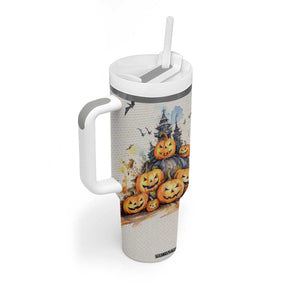 Personalized Halloween Theme Tumbler With Handle with Autumn Vintage Illustration TS04 Print Your Wear