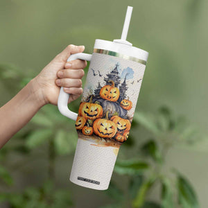 Personalized Halloween Theme Tumbler With Handle with Autumn Vintage Illustration TS04 Print Your Wear