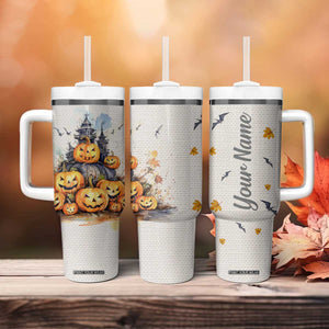 Personalized Halloween Theme Tumbler With Handle with Autumn Vintage Illustration TS04 Print Your Wear