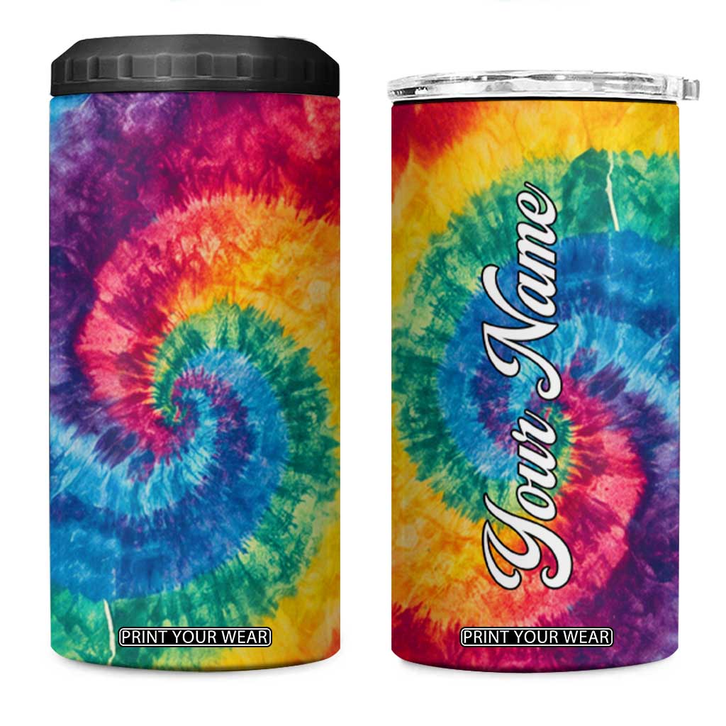 Personalized Hippie Tie Dye 4 in 1 Can Cooler Tumbler with Groovy Style TS04 One Size: 16 oz Multicolor Print Your Wear