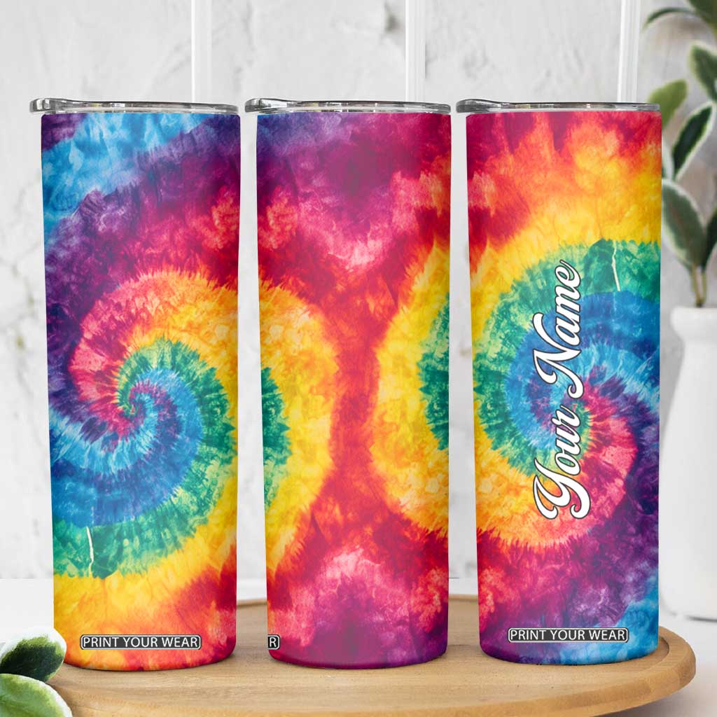 Personalized Hippie Tie Dye Skinny Tumbler with Groovy Style TS04 Print Your Wear
