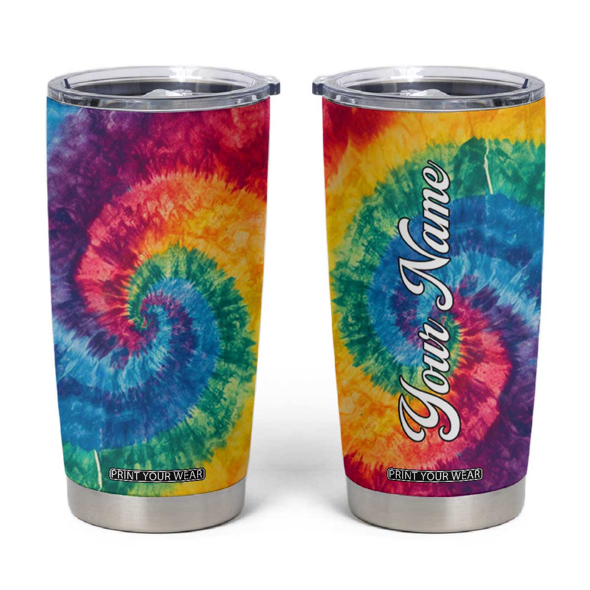 Personalized Hippie Tie Dye Tumbler Cup with Groovy Style TS04 Multicolor Print Your Wear