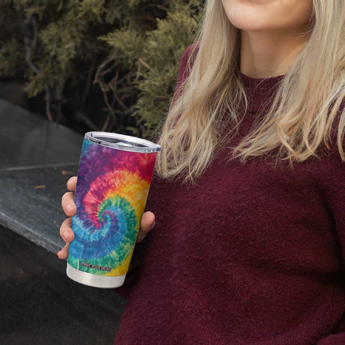 Personalized Hippie Tie Dye Tumbler Cup with Groovy Style TS04 Print Your Wear