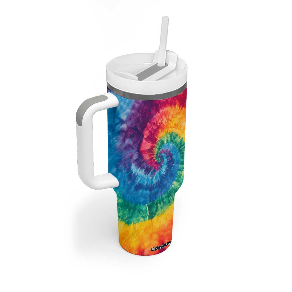 Personalized Hippie Tie Dye Tumbler With Handle with Groovy Style TS04 Print Your Wear