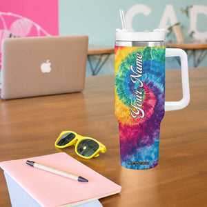 Personalized Hippie Tie Dye Tumbler With Handle with Groovy Style TS04 Print Your Wear