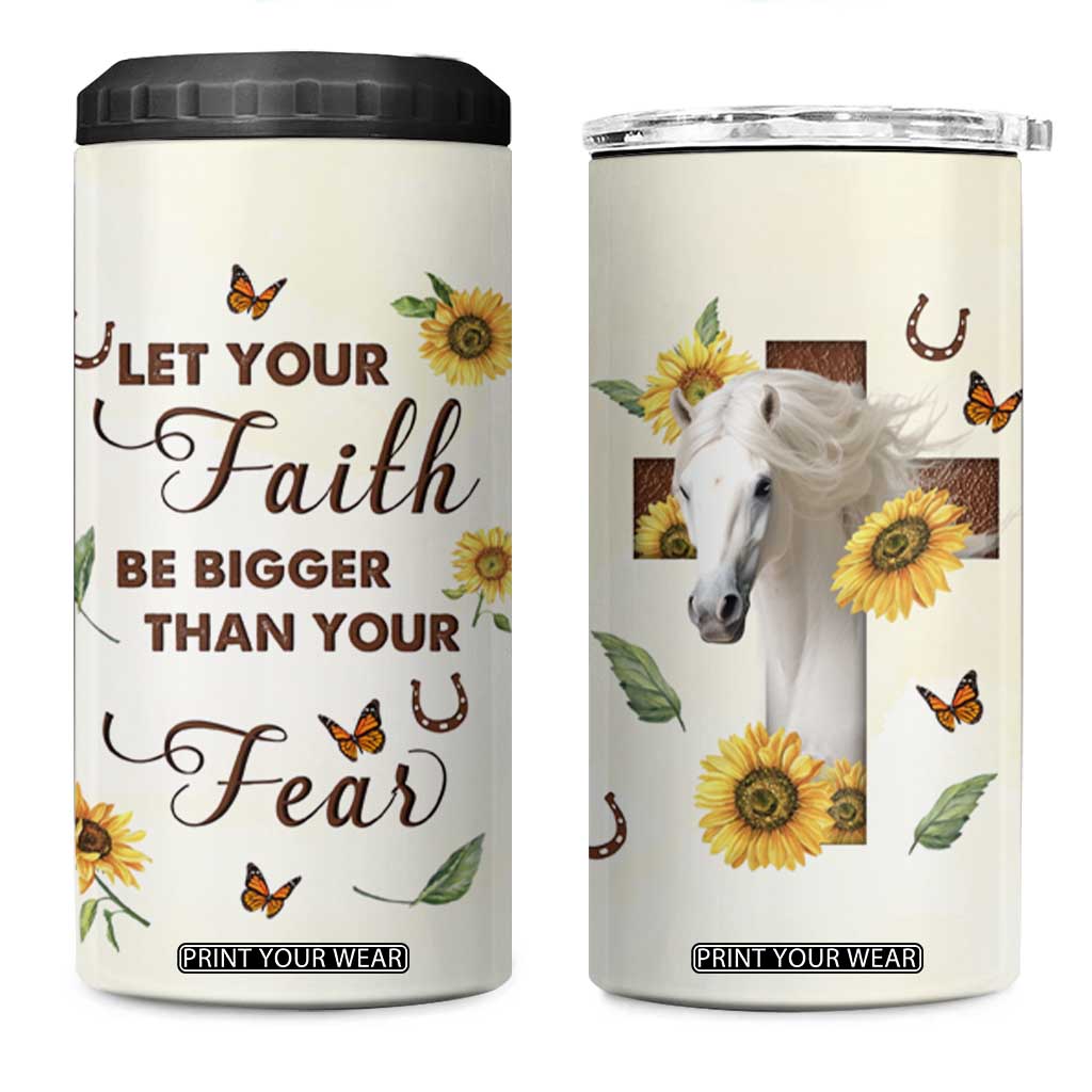 Personalized Horse 4 in 1 Can Cooler Tumbler Quote Let Your Faith Be Bigger Than Your Fear TS04 One Size: 16 oz Multicolor Print Your Wear