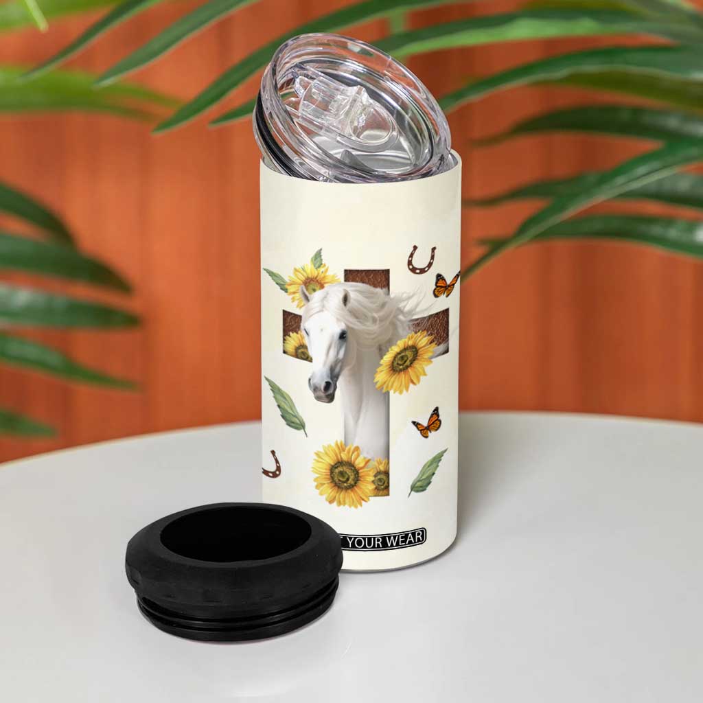 Personalized Horse 4 in 1 Can Cooler Tumbler Quote Let Your Faith Be Bigger Than Your Fear TS04 Print Your Wear
