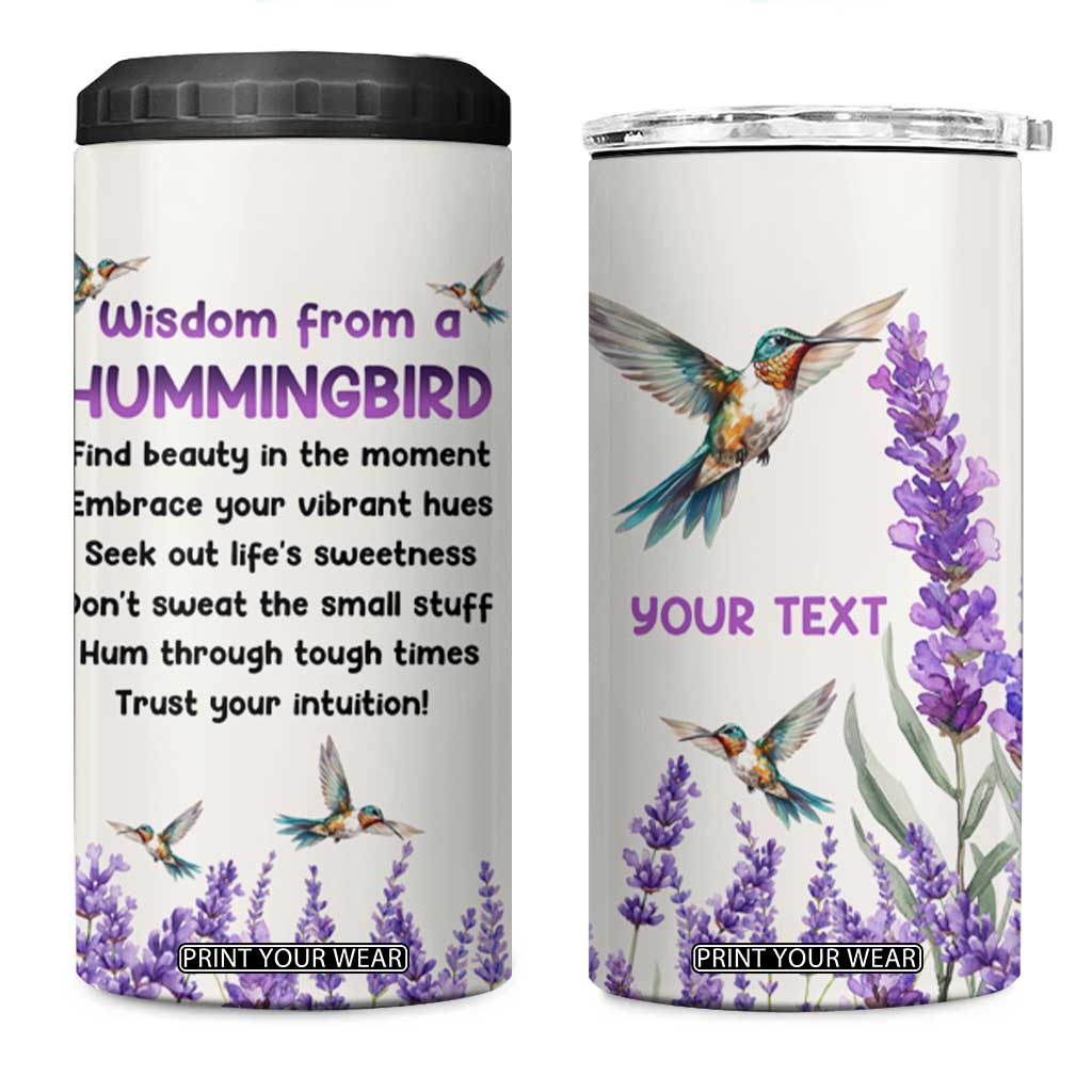Personalized Hummingbird 4 in 1 Can Cooler Tumbler with Wisdom From A Hummingbird Quote TS04 One Size: 16 oz Multicolor Print Your Wear