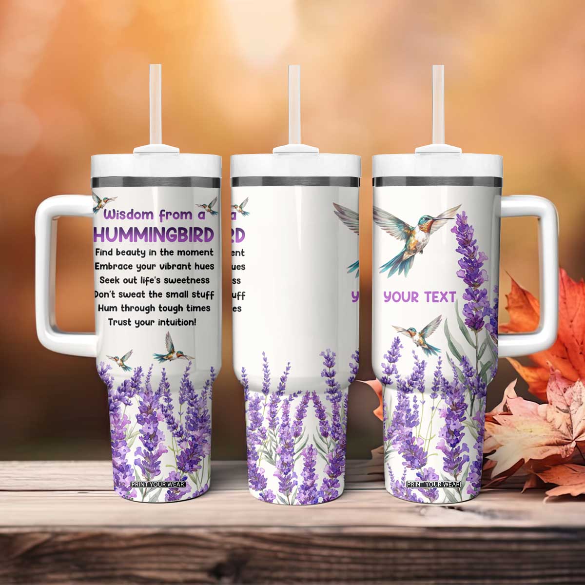 Personalized Hummingbird Tumbler With Handle with Wisdom From A Hummingbird Quote TS04 Print Your Wear