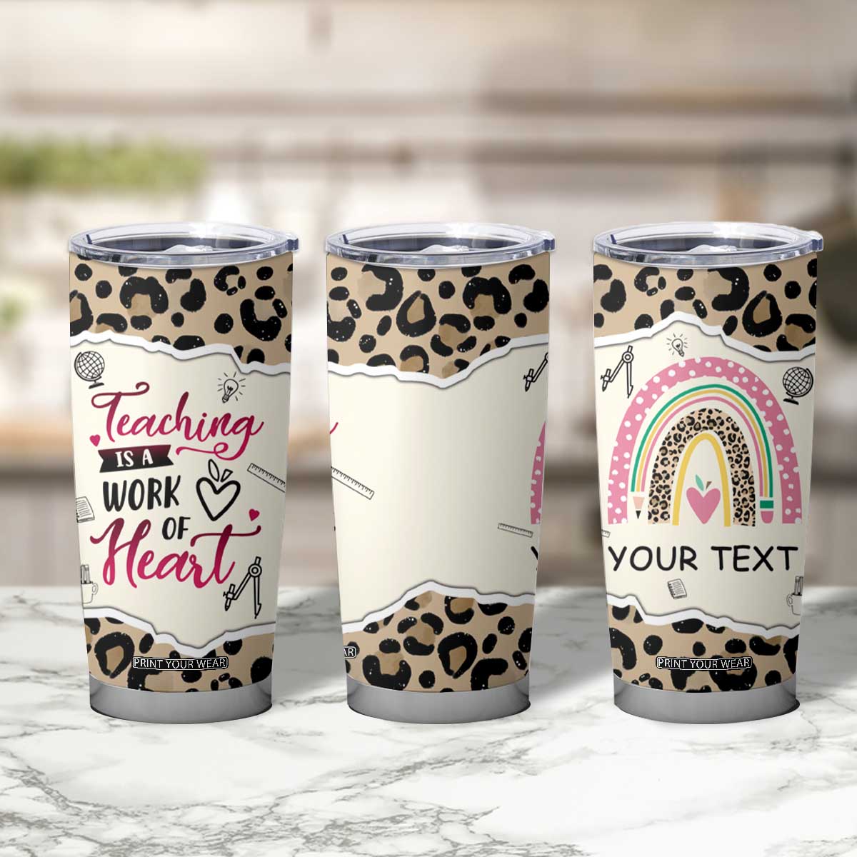 Personalized Inspirational Teacher Quote Tumbler Cup Teaching Is A Work Of Heart TS04 Print Your Wear