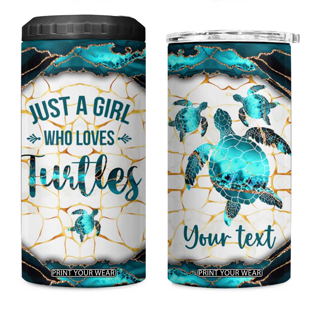 Personalized Just A Girl Who Loves Turtles 4 in 1 Can Cooler Tumbler Quote Design TS04 One Size: 16 oz Multicolor Print Your Wear