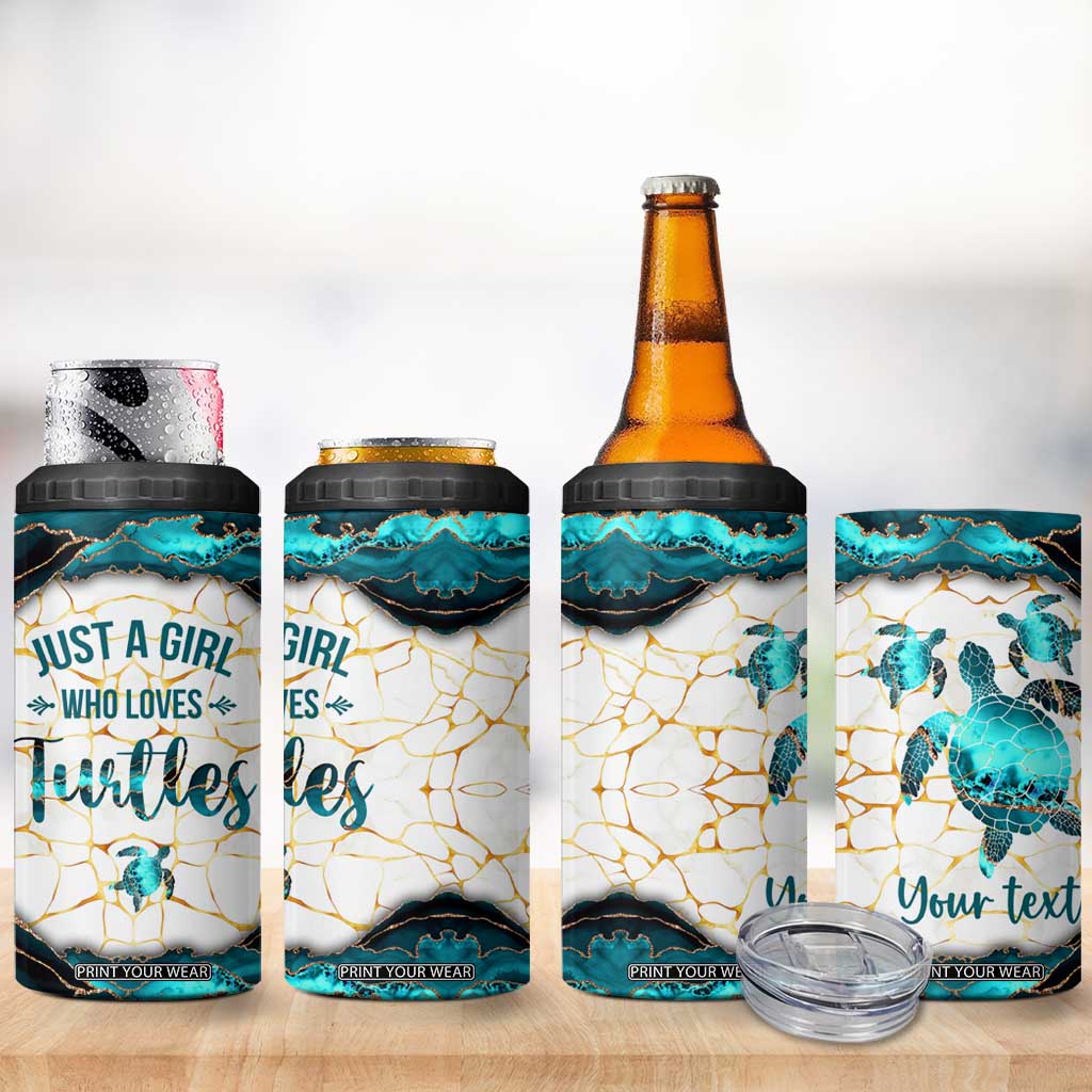 Personalized Just A Girl Who Loves Turtles 4 in 1 Can Cooler Tumbler Quote Design TS04 Print Your Wear