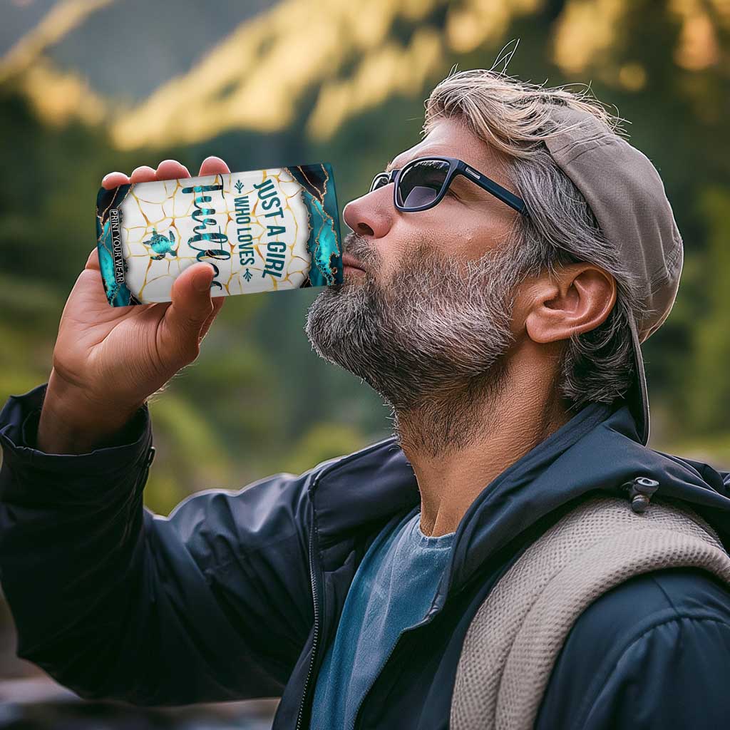 Personalized Just A Girl Who Loves Turtles 4 in 1 Can Cooler Tumbler Quote Design TS04 Print Your Wear