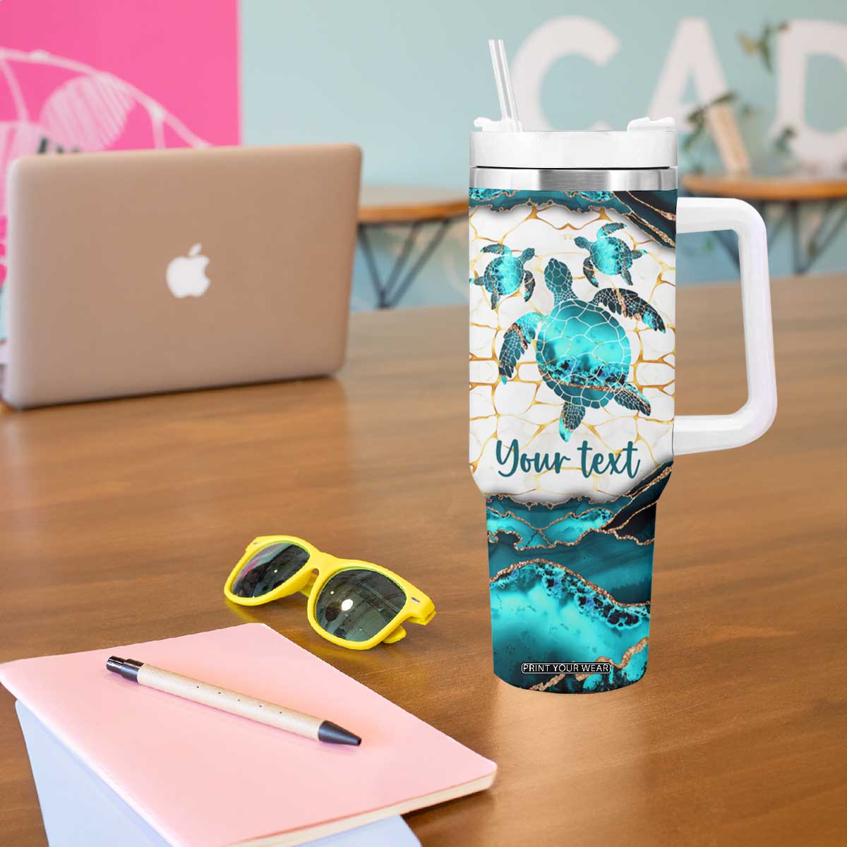 Personalized Just A Girl Who Loves Turtles Tumbler With Handle Quote Design TS04 Print Your Wear