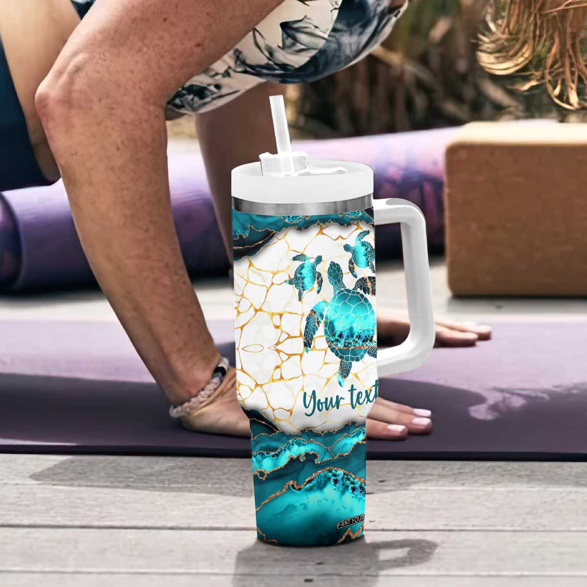 Personalized Just A Girl Who Loves Turtles Tumbler With Handle Quote Design TS04 Print Your Wear