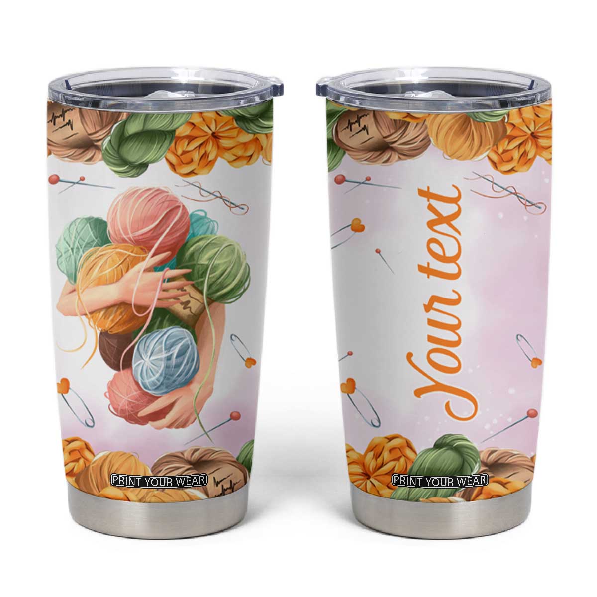 Personalized Knitting Hug Tumbler Cup with Cozy Craft Theme Design TS04 Multicolor Print Your Wear