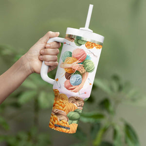 Personalized Knitting Hug Tumbler With Handle with Cozy Craft Theme Design TS04 Print Your Wear