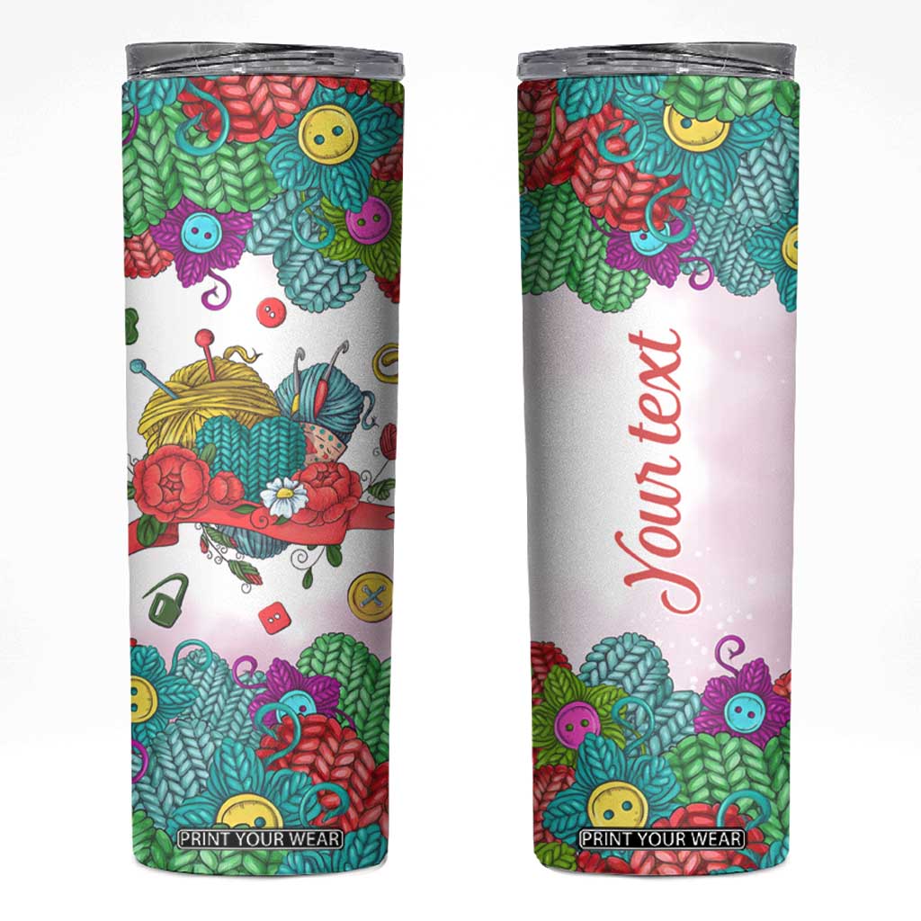 Personalized Knitting Lover Skinny Tumbler with Yarn and Needles Illustration TS04 Multicolor Print Your Wear