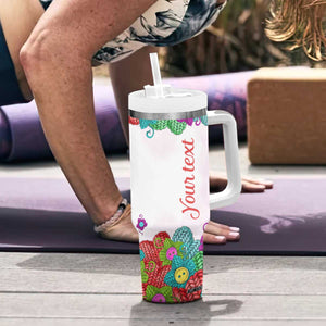 Personalized Knitting Lover Tumbler With Handle with Yarn and Needles Illustration TS04 Print Your Wear