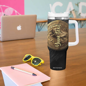 Personalized Knotwork Fenrir Wolf Tumbler With Handle with Golden Metallic Style TS04 Print Your Wear