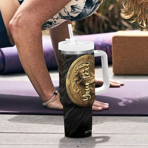 Personalized Knotwork Fenrir Wolf Tumbler With Handle with Golden Metallic Style TS04 Print Your Wear