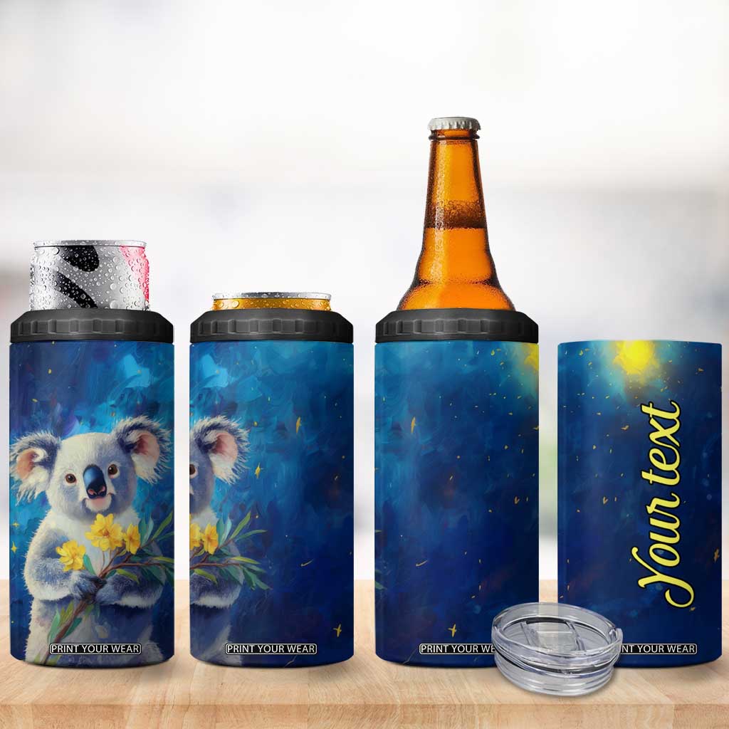 Personalized Koala 4 in 1 Can Cooler Tumbler with Flower and Starry Night Background TS04 Print Your Wear