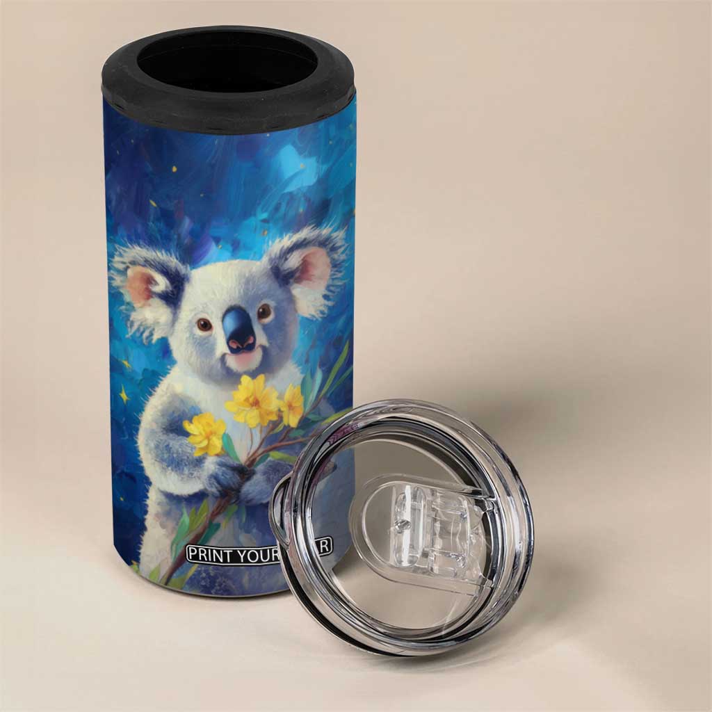 Personalized Koala 4 in 1 Can Cooler Tumbler with Flower and Starry Night Background TS04 Print Your Wear
