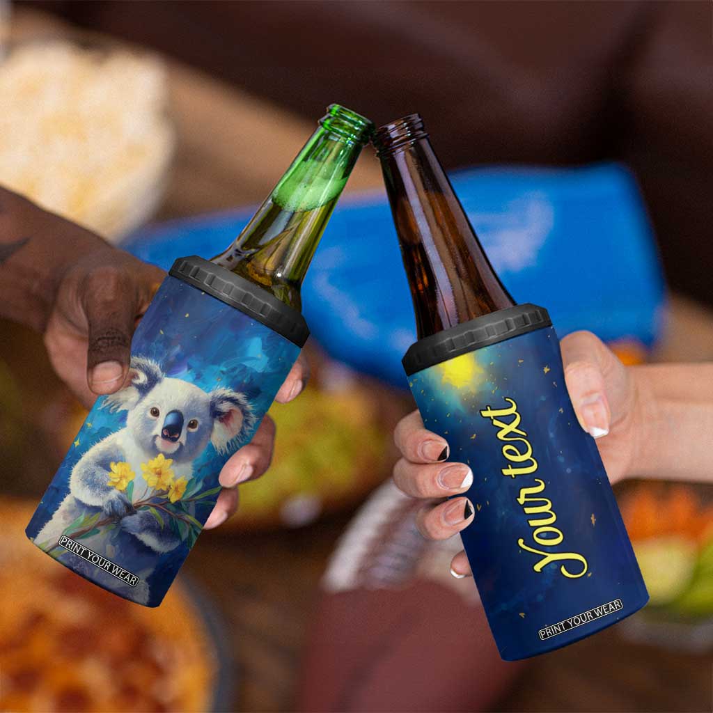 Personalized Koala 4 in 1 Can Cooler Tumbler with Flower and Starry Night Background TS04 Print Your Wear