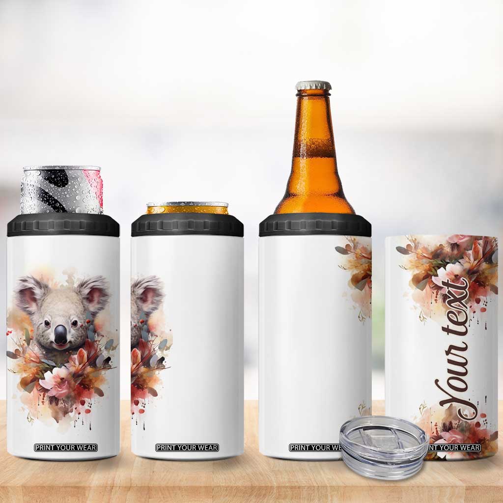 Personalized Koala 4 in 1 Can Cooler Tumbler with Vintage Floral Style Illustration TS04 Print Your Wear